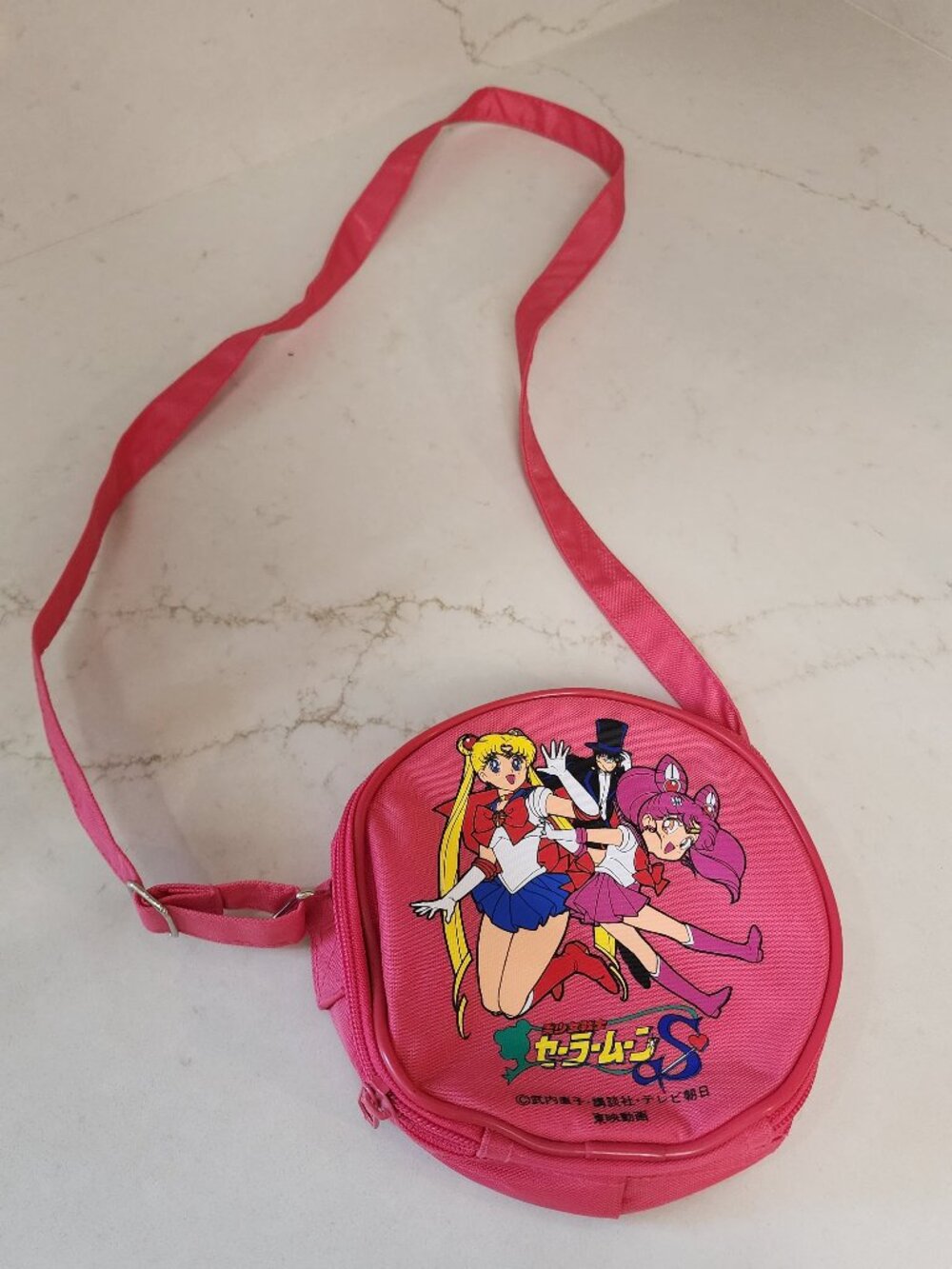 Vintage 90s Sailor Moon S Pink Round Crossbody Bag